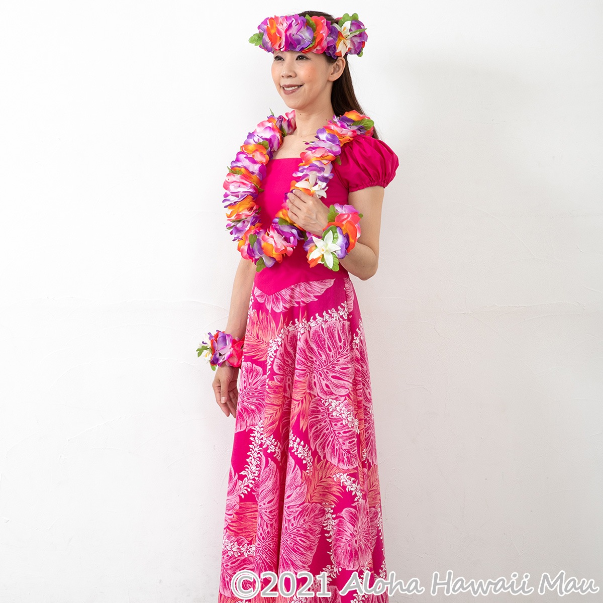 フラダンス レイ フラワーレイ パープル/オレンジ | フラダンス