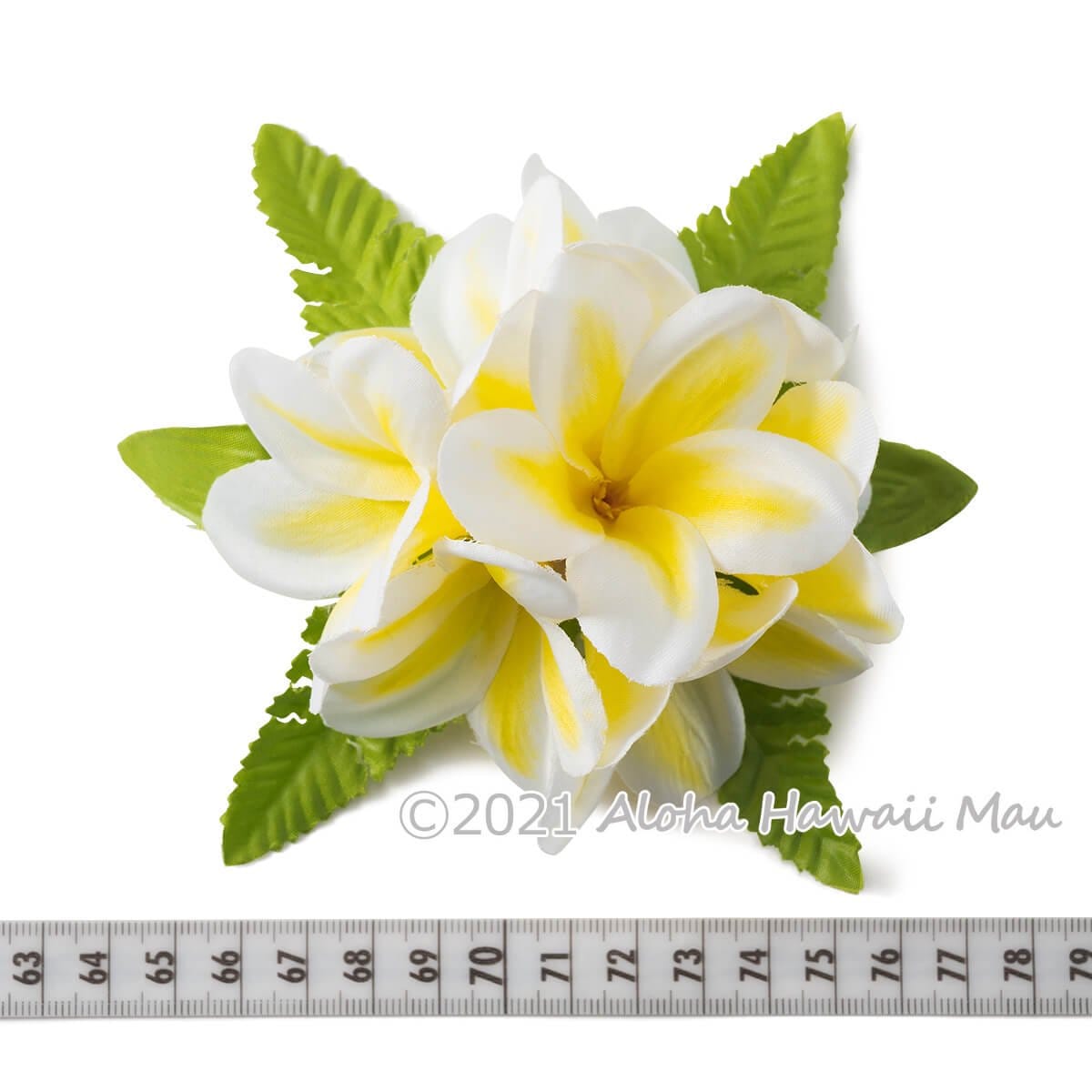 フラダンス 髪飾り アロハ プルメリア 髪飾り M イエロー
