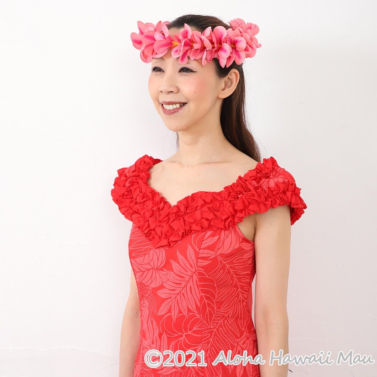 プルメリア ヘッドバンド ピーチ プルメリア フラ ポォ