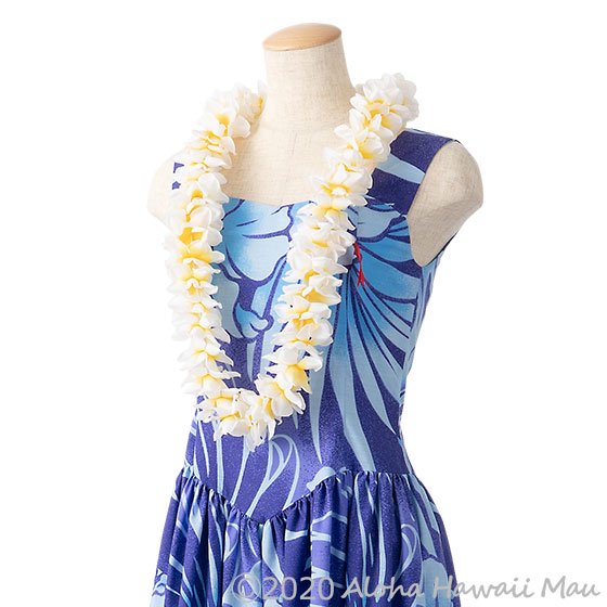 フラダンス レイ プルメリアプナレイ プルメリア（ホワイト/イエロー）