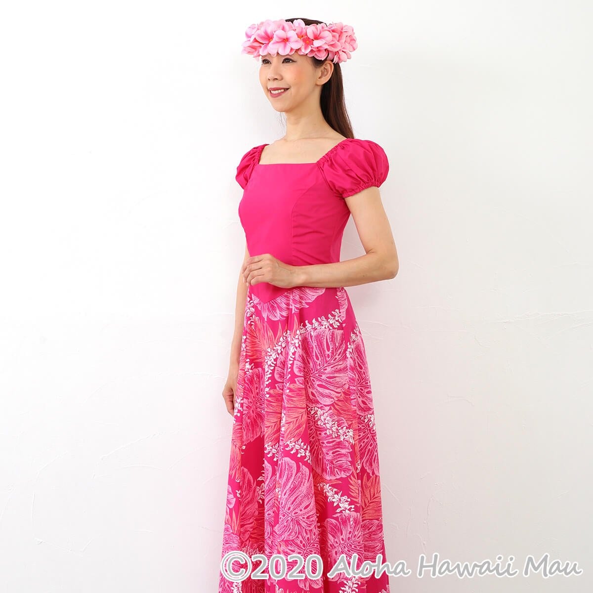 フラダンス ヘッドバンド アロハ プルメリア ダブル ヘッドバンド ピンク