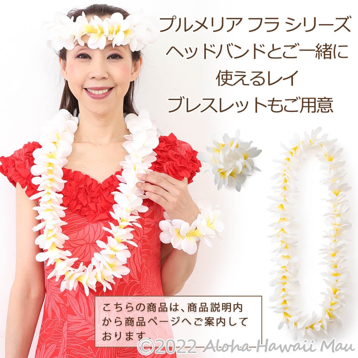 プルメリア ヘッドバンド ホワイト プルメリア フラ ポォ