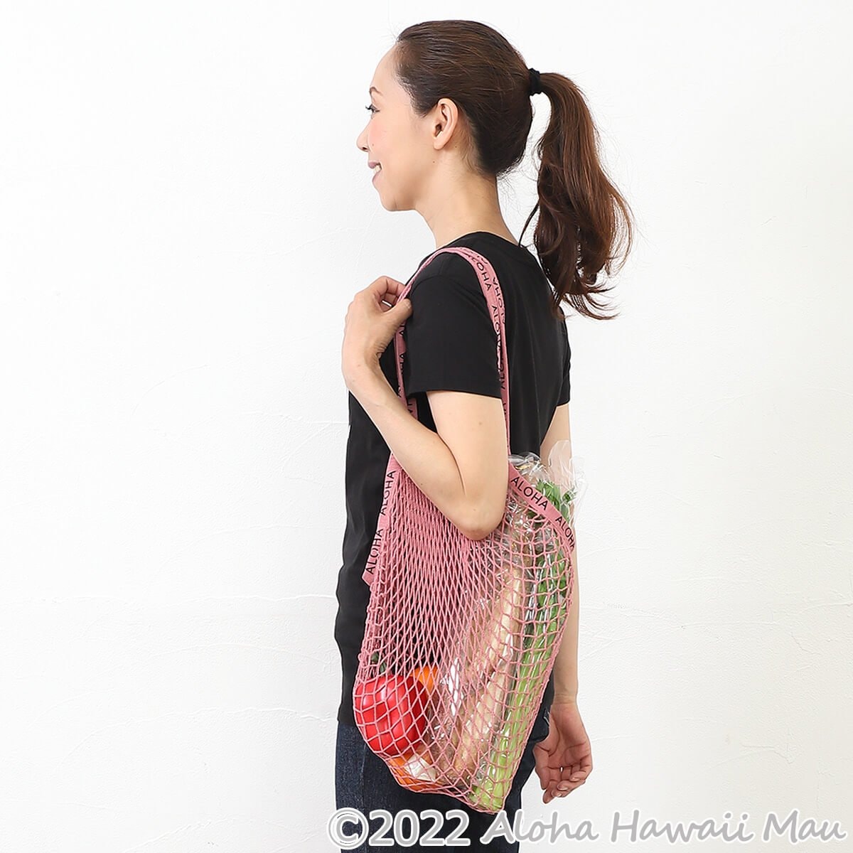 SoHa Living コットン ネット バッグ  サンセットピンク（スモーキーピンク）
