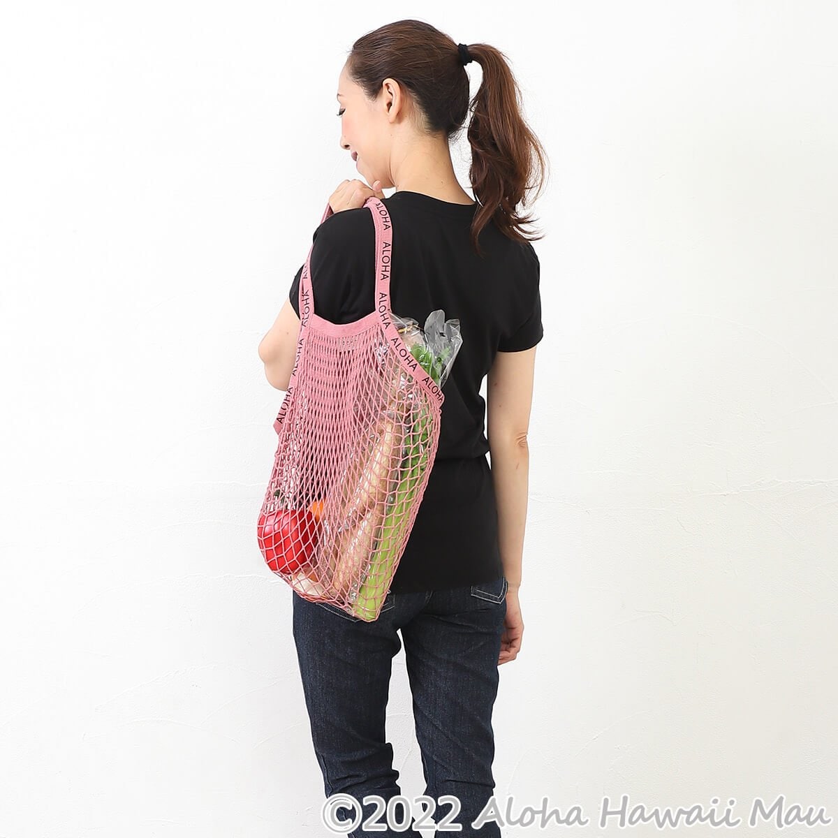 SoHa Living コットン ネット バッグ  サンセットピンク（スモーキーピンク）
