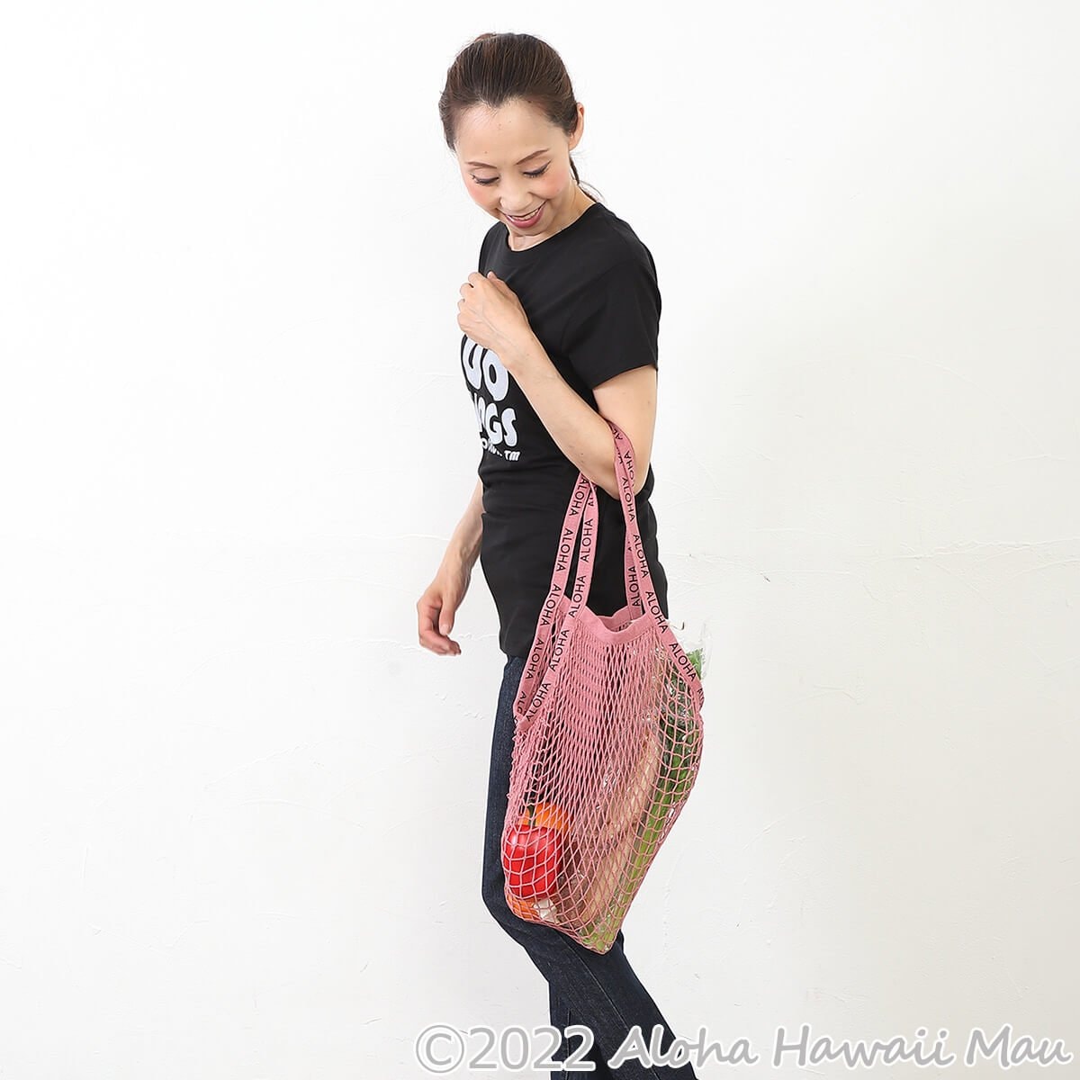 SoHa Living コットン ネット バッグ  サンセットピンク（スモーキーピンク）