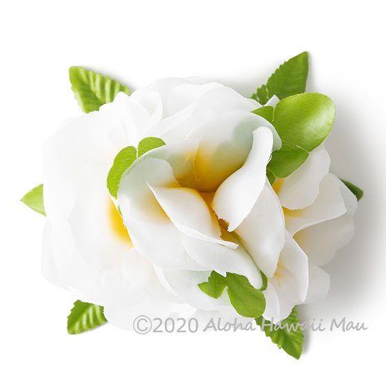 フラダンス 髪飾り フラワー ヘアクリップ ホワイト/イエロー（プルメリア）