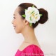 フラダンス 髪飾り フラワー ヘアクリップ ホワイト/イエロー（プルメリア）
