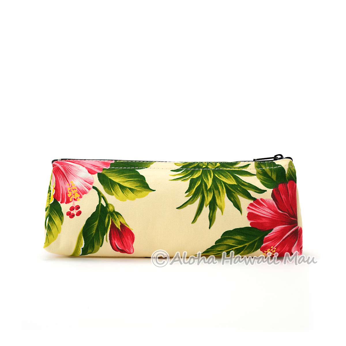 ハワイアン ペンケース パイナップル＆ハイビスカス柄 クリーム LOCAL