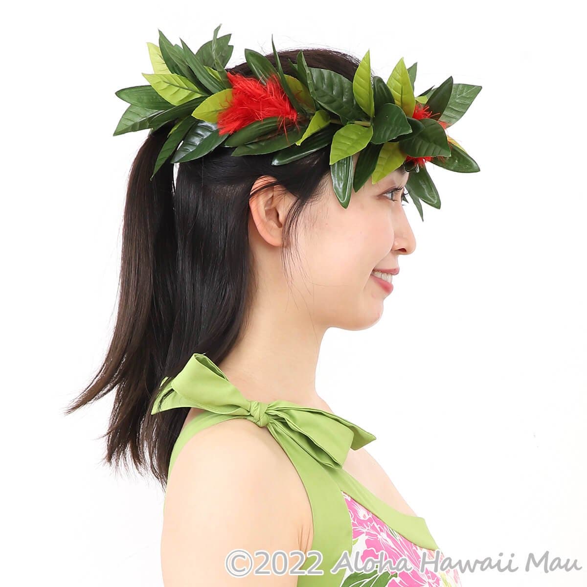 オヒアレフア ハワイマイレ ヘッドバンド レッド フラダンス ヘッドバンド