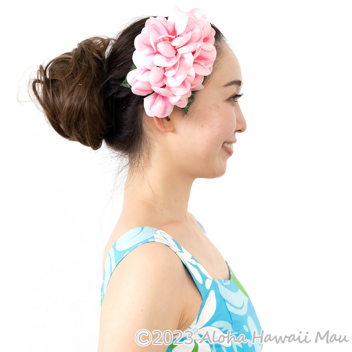 アロハ プルメリア ダブル 髪飾りL ピンク フラダンス ヘアクリップ
