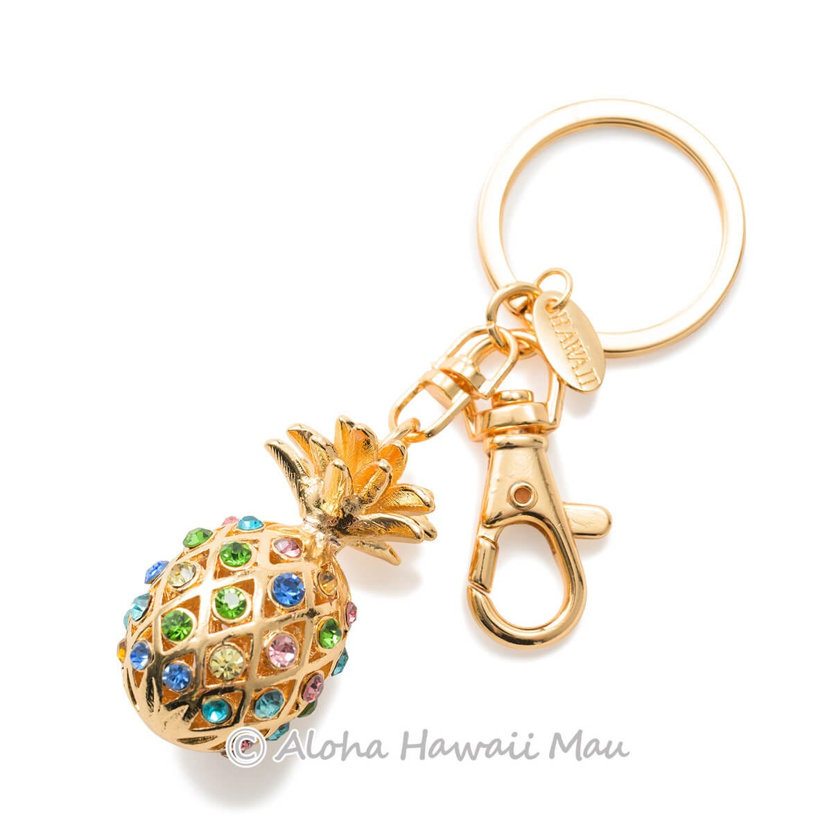ハワイアンキーホルダー 3Dパイナップル キーホルダー レインボー