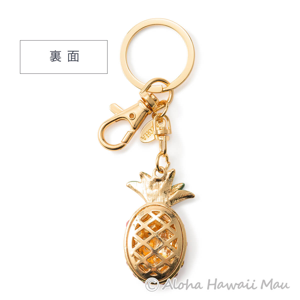 ハワイアンキーホルダー パイナップル キーホルダー ローズ キラキラ