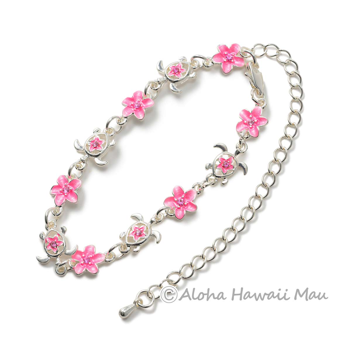 ハワイアン ブレスレット ホヌ＆プルメリア＜ピンク