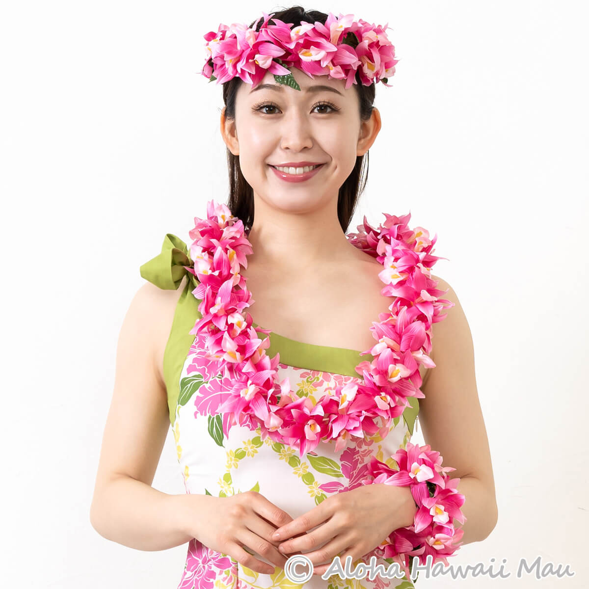 フラダンス ヘッドバンド（ポォ）バンダオーキッド ダブル ヘッドバンド ローズピンク