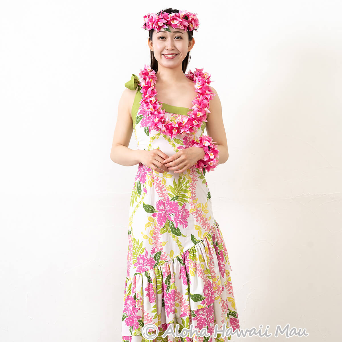 フラダンス ヘッドバンド（ポォ）バンダオーキッド ダブル ヘッドバンド ローズピンク