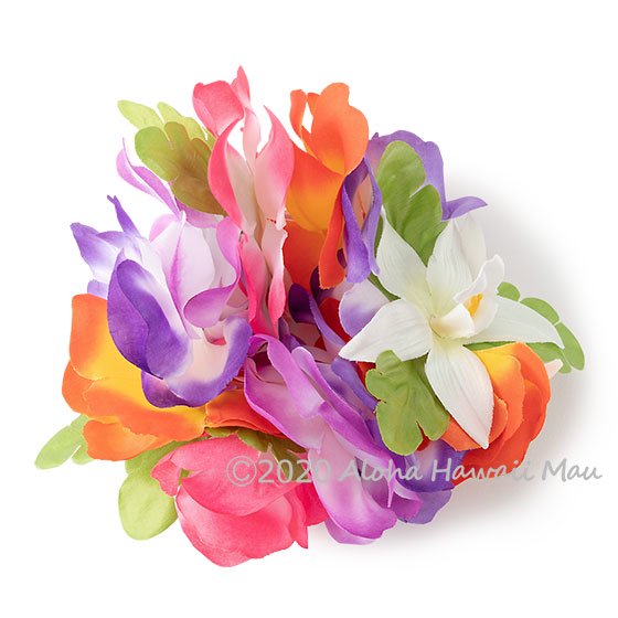 フラダンス フラワーブレスレット パープル/オレンジ