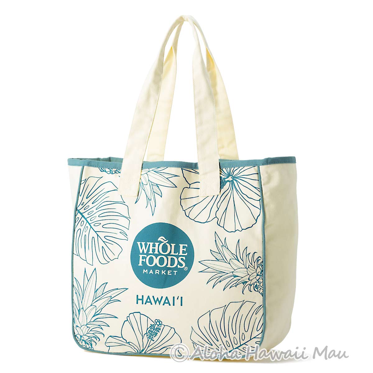 ハワイ限定〉ホールフーズマーケットトートバッグ モンステラ柄 エコ