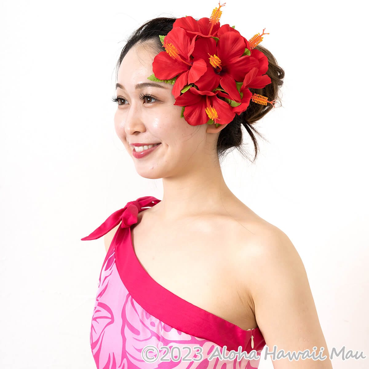 フラダンス 髪飾り ハイビスカス 髪飾り L 6P レッド | フラダンス