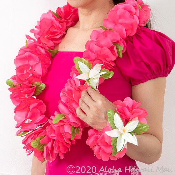 フラダンス フラワーブレスレット ローズ（ホットピンク）