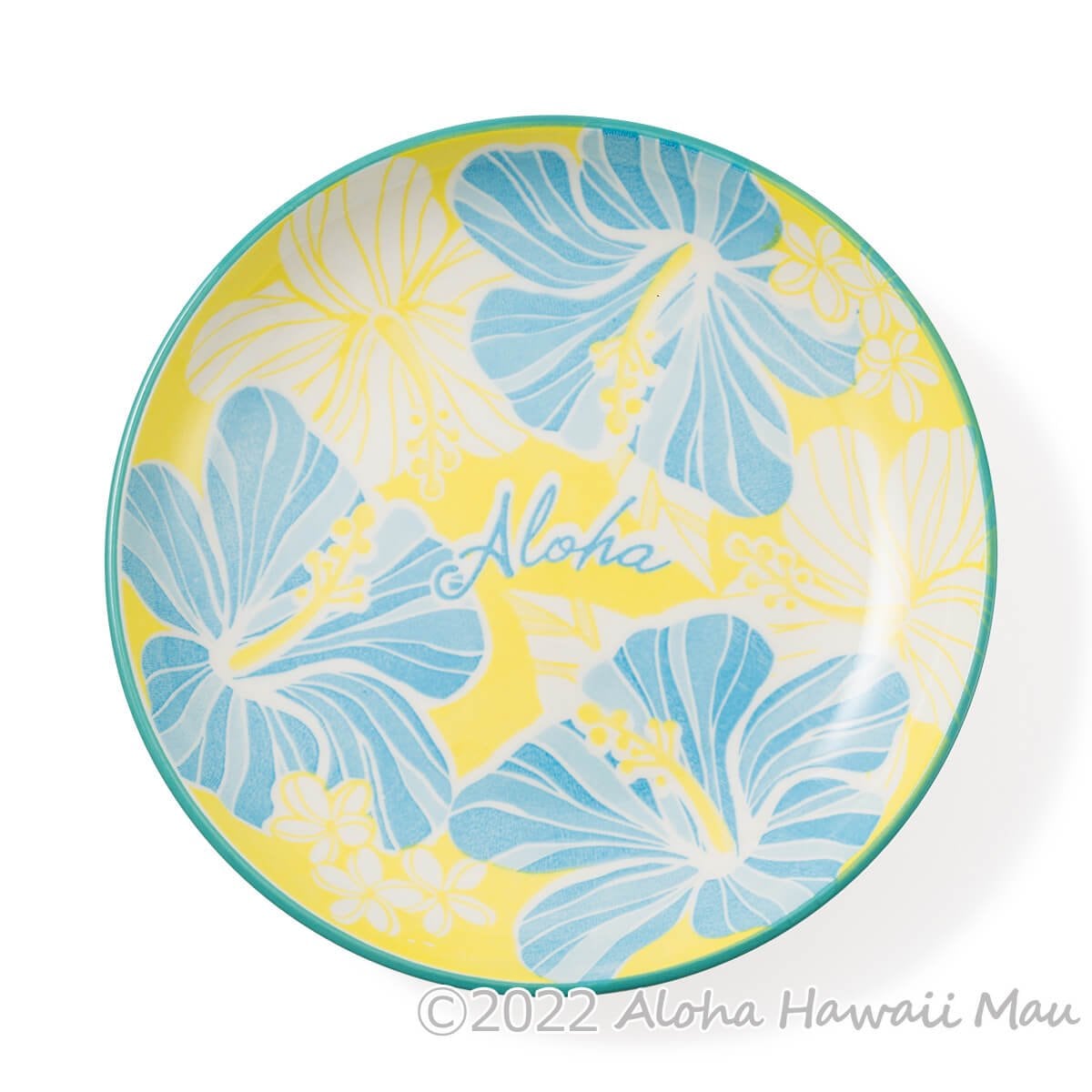 ミニ デッシュ ハイビスカス柄  イエロー/ブルー ハイビスカス ハワイアン ミニディッシュプレート