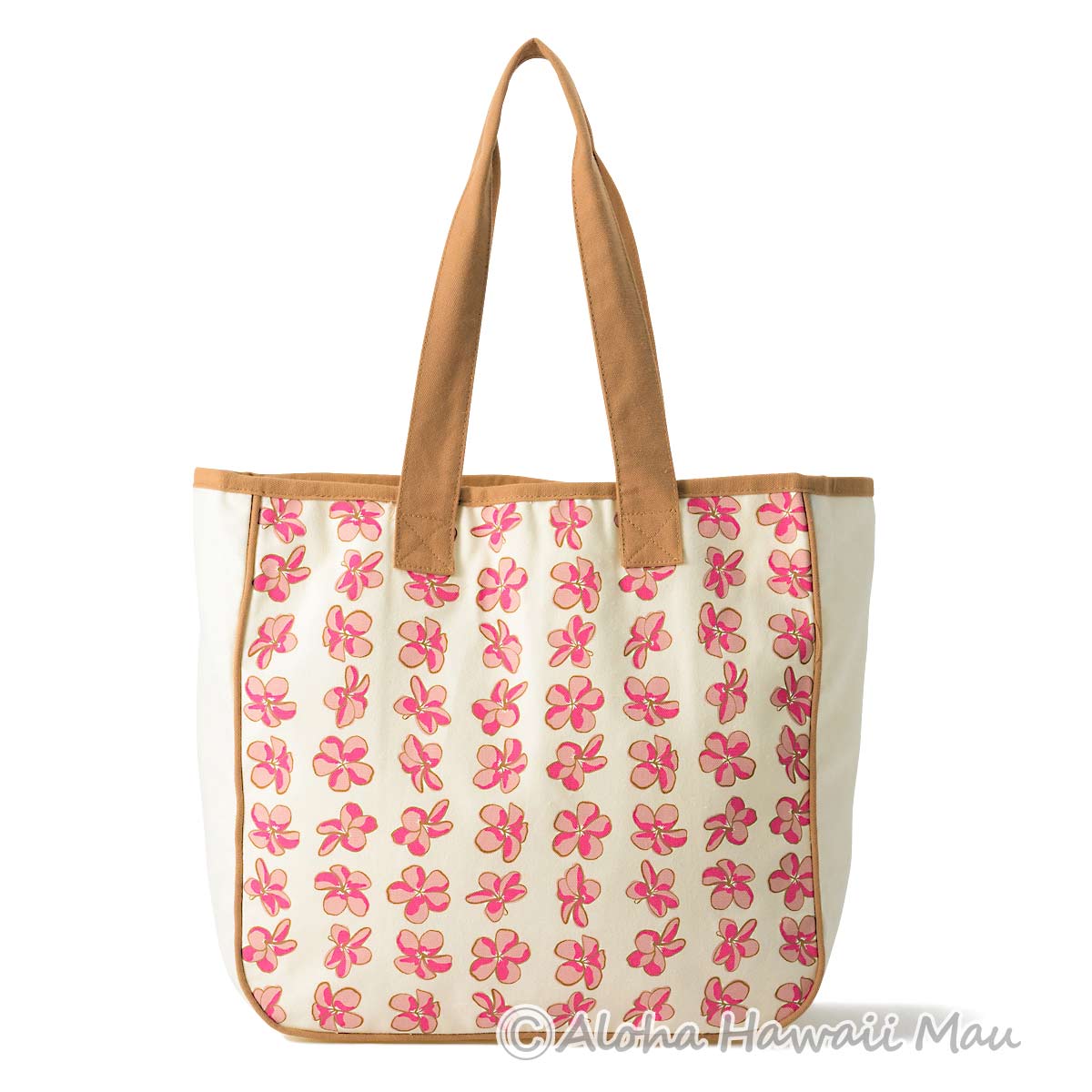 ハワイ限定〉ホールフーズマーケットトートバッグ ピンクプルメリア柄