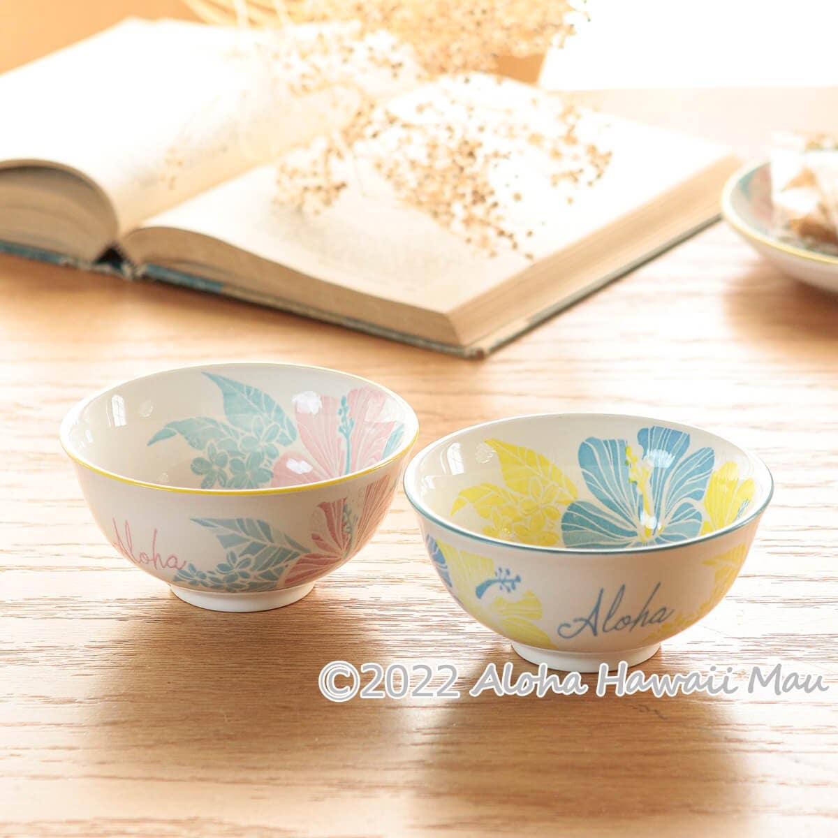 ミニ ボウル ハイビスカス柄  イエロー/ブルー ハイビスカス ハワイアン ミニボウル