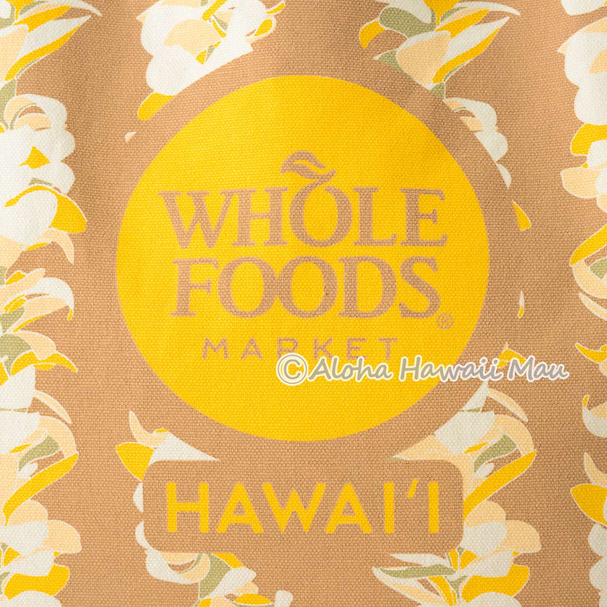 ハワイ限定〉ホールフーズマーケットトートバッグ プルメリアレイ柄