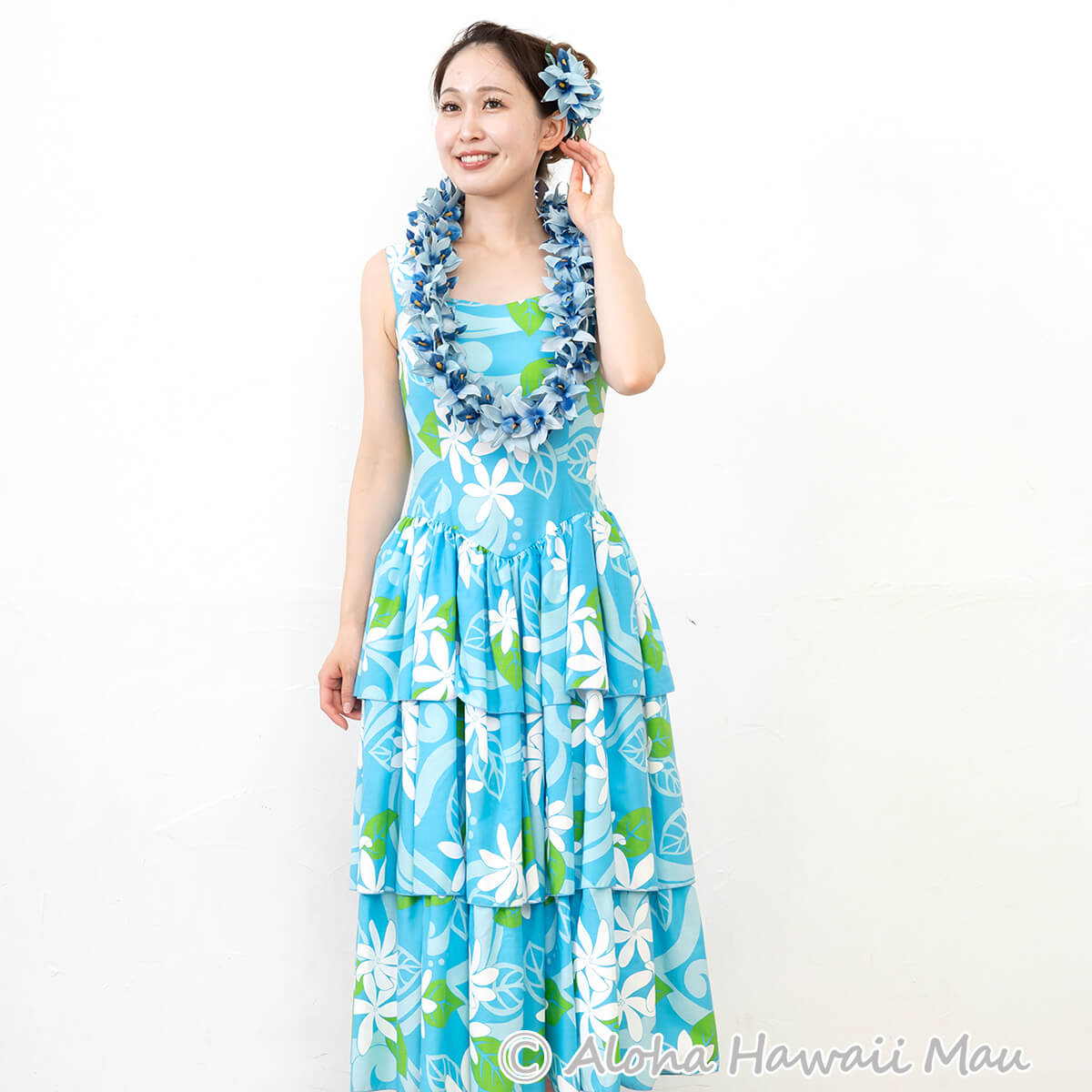 フラダンス 髪飾り バンダオーキッド 髪飾り Mサイズ ブルー