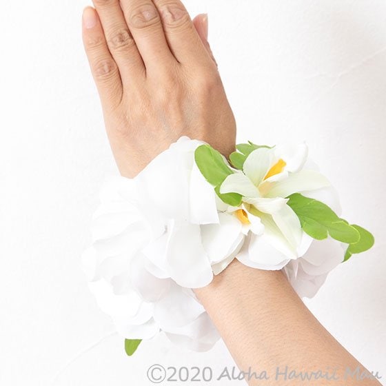 フラダンス フラワーブレスレット ホワイト