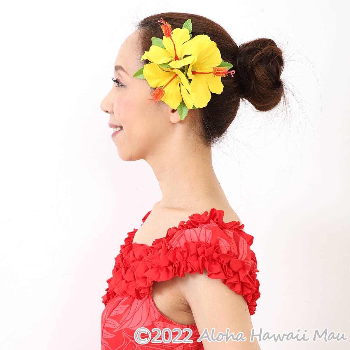 フラダンス 髪飾り ハイビスカス 髪飾り イエロー フラ ヘアクリップ
