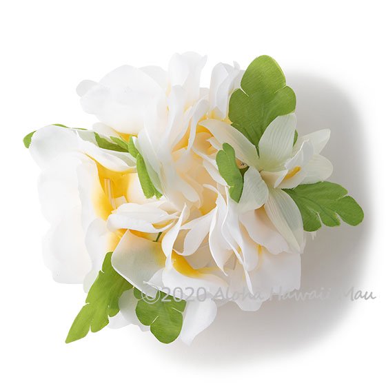 フラダンス フラワーブレスレット ホワイト/イエロー（プルメリア）