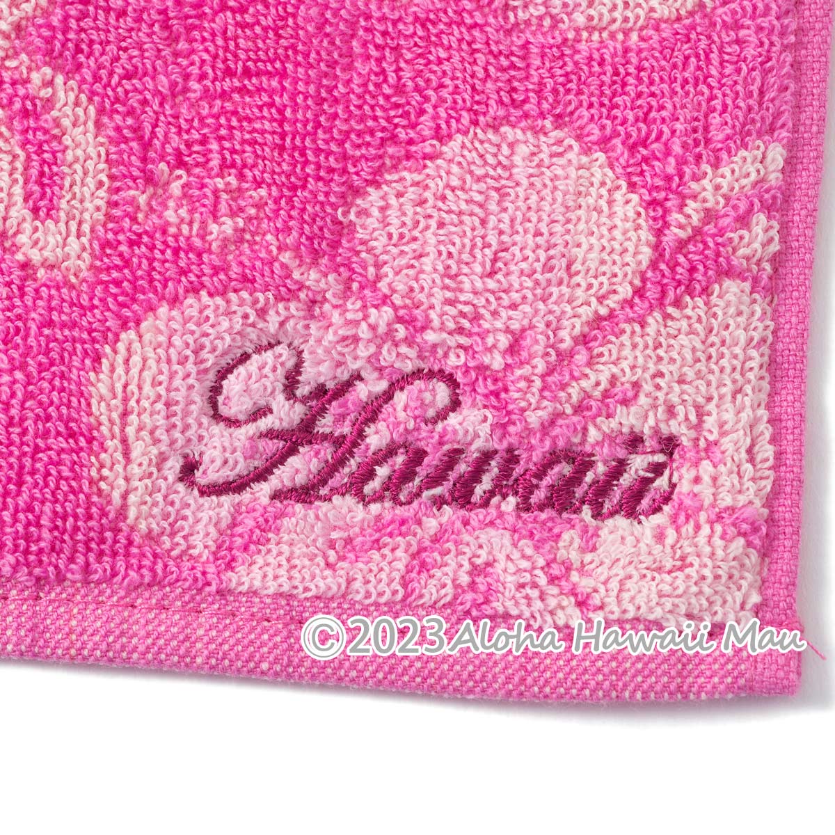 ハワイアン ハンドタオル ハイビスカス タオルハンカチ〈ピンク