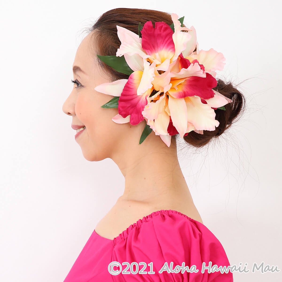フラダンス 髪飾り ラージ カトレア オーキッド XL ピンク