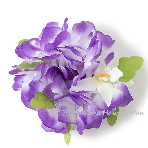 フラダンス フラワーブレスレット パープル/ホワイト