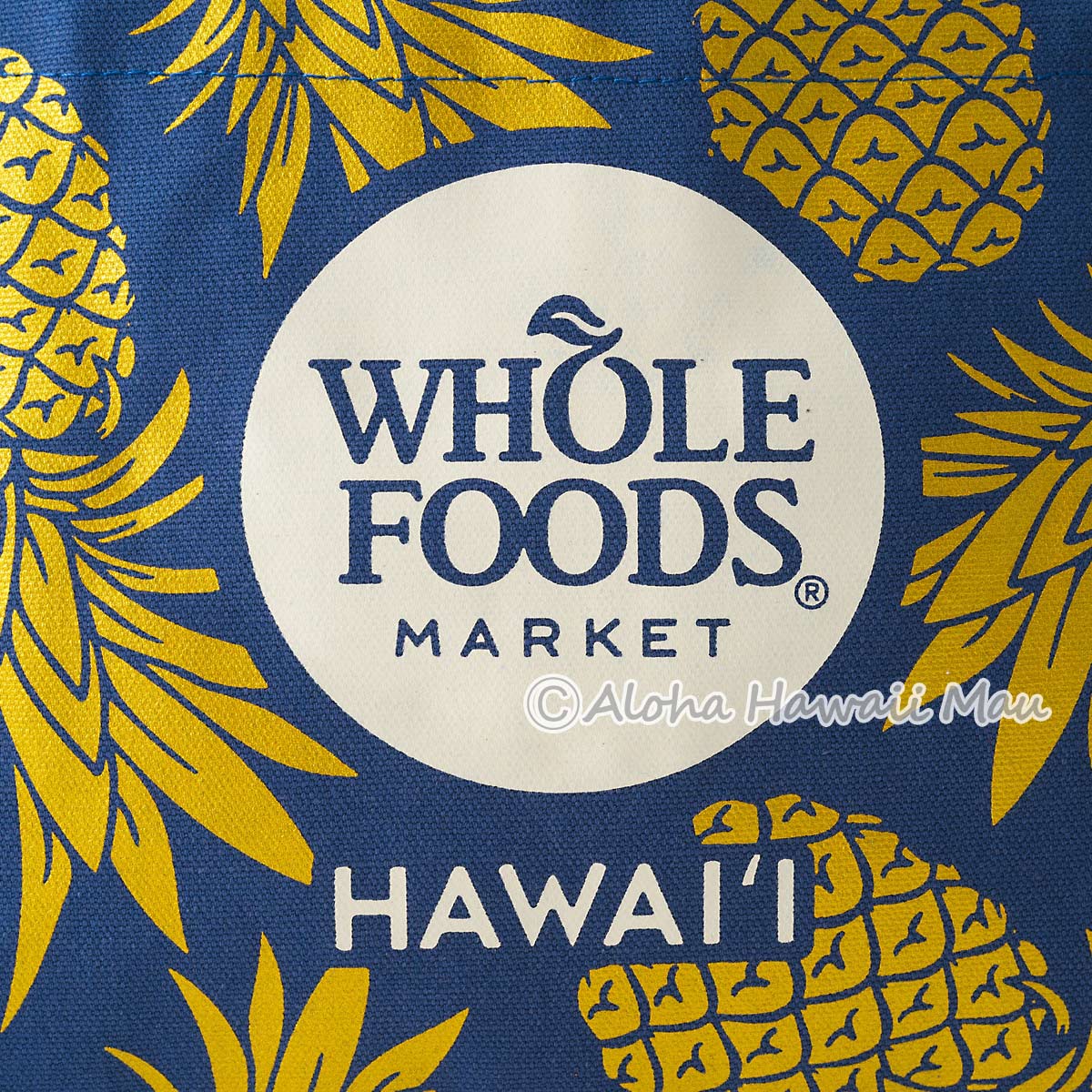 〈ハワイ限定〉ホールフーズマーケット トートバッグ パイナップル柄 ネイビー ハイドロトート エコバッグ WHOLE FOODS MARKET・ハワイ直輸入