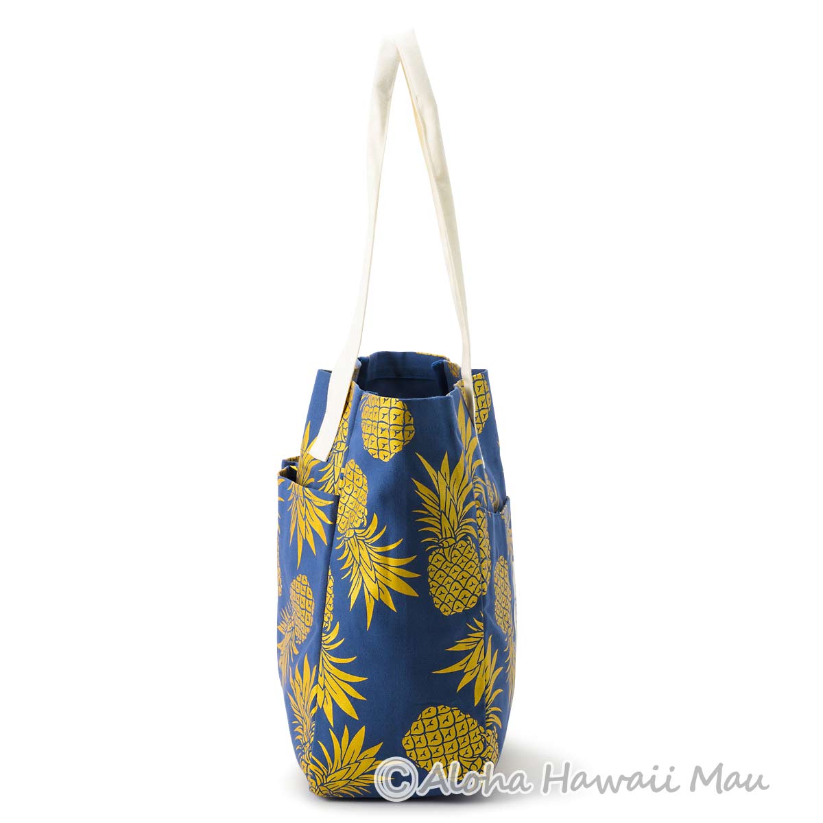 〈ハワイ限定〉ホールフーズマーケット トートバッグ パイナップル柄 ネイビー ハイドロトート エコバッグ WHOLE FOODS MARKET・ハワイ直輸入