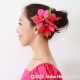 フラダンス 髪飾り ハイビスカス 髪飾り ローズ（ホットピンク） フラ ヘアクリップ