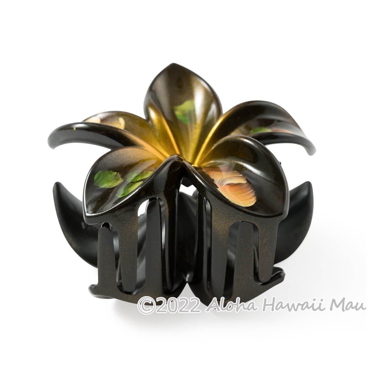 プルメリア ヘアクリップ メタリック オレンジ ハワイアン ヘア