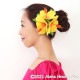 フラダンス 髪飾り ハイビスカス 髪飾り イエロー/オレンジ ヘアクリップ