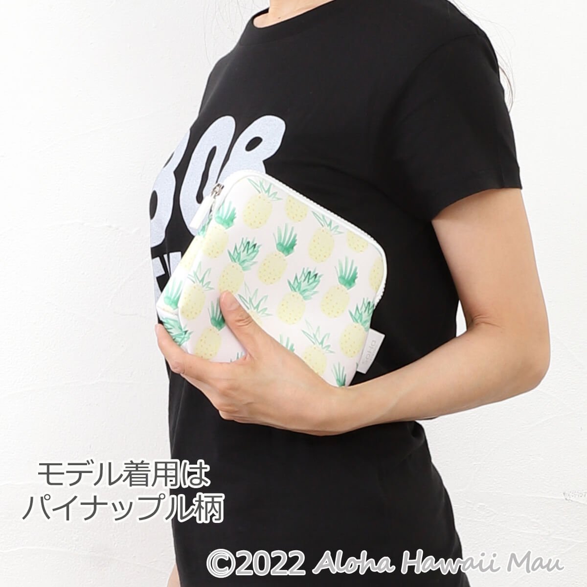 ハワイアン コスメポーチ ネオプレン パーム柄 ブルー SoHa Living 