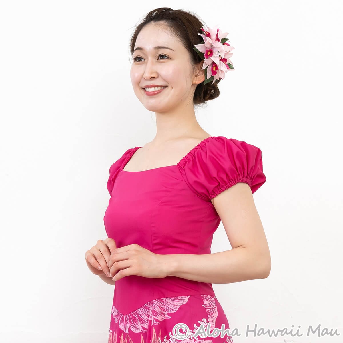 フラダンス 髪飾り バンダオーキッド 髪飾り ピンク Lサイズ