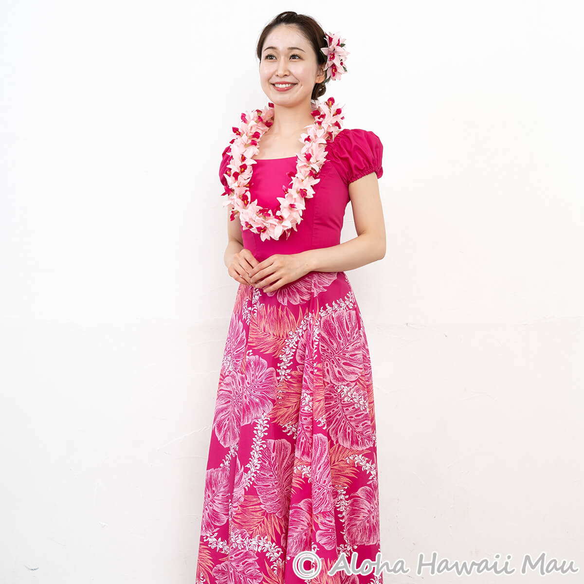 フラダンス 髪飾り バンダオーキッド 髪飾り ピンク Lサイズ