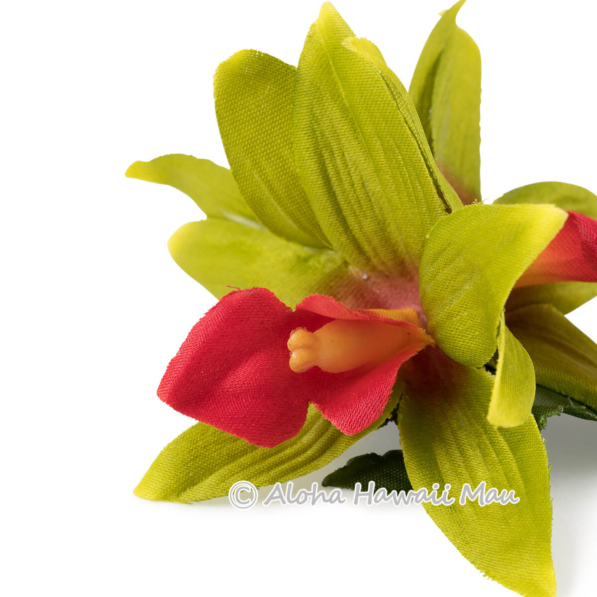 フラダンス 髪飾り バンダオーキッド 髪飾り グリーン/レッド Sサイズ