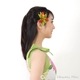 フラダンス 髪飾り バンダオーキッド 髪飾り グリーン/レッド Sサイズ フラダンス ヘアクリップ