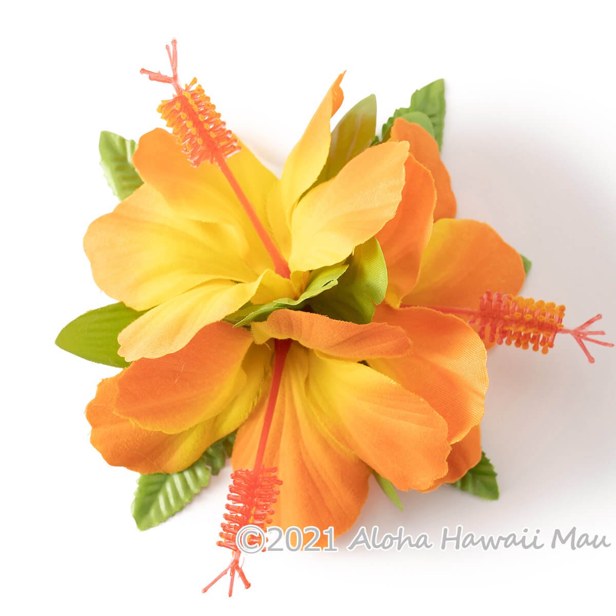 フラダンス 髪飾り ハイビスカス 髪飾り オレンジ ヘアクリップ