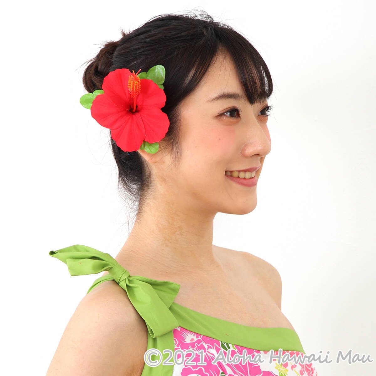 フラダンス 髪飾り ハイビスカス 1P レッド