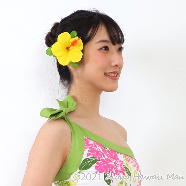 フラダンス 髪飾り ハイビスカス 1P イエロー | フラダンス