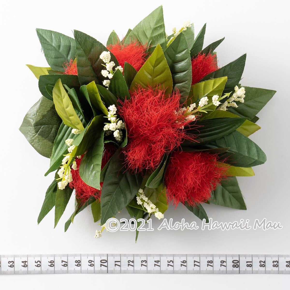 オヒアレフア ハワイマイレ 髪飾り XL レッド フラダンス 髪飾り