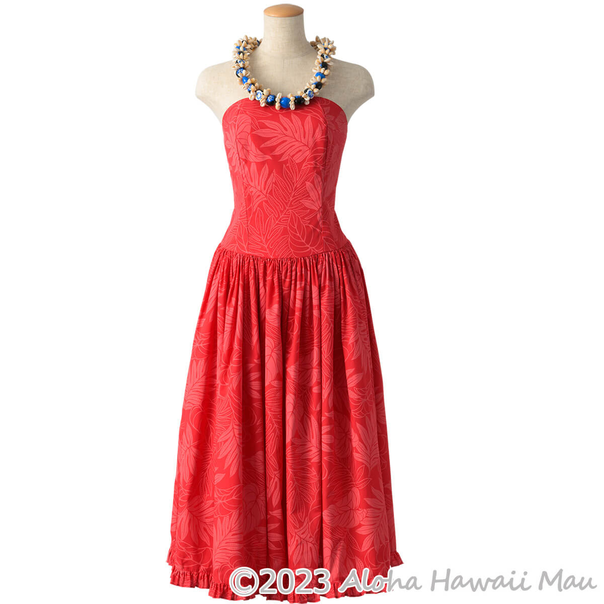 ククイ レイ ハイビスカス ペイント ククイ&カウリーシェル レイ ブルー