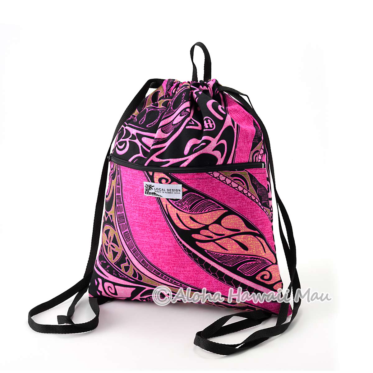 ハワイアン 巾着バッグパック ハワイアンリュック ポリネシアン柄